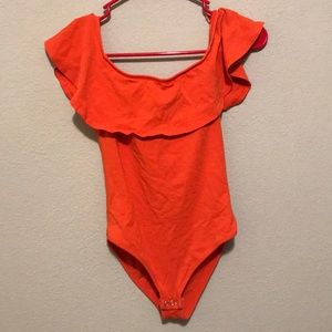 Off the Shoulder Ruffled Bodysuit